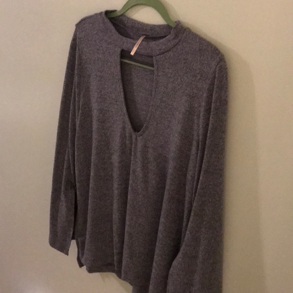 Cute Purple Neck Revealing Blouse
